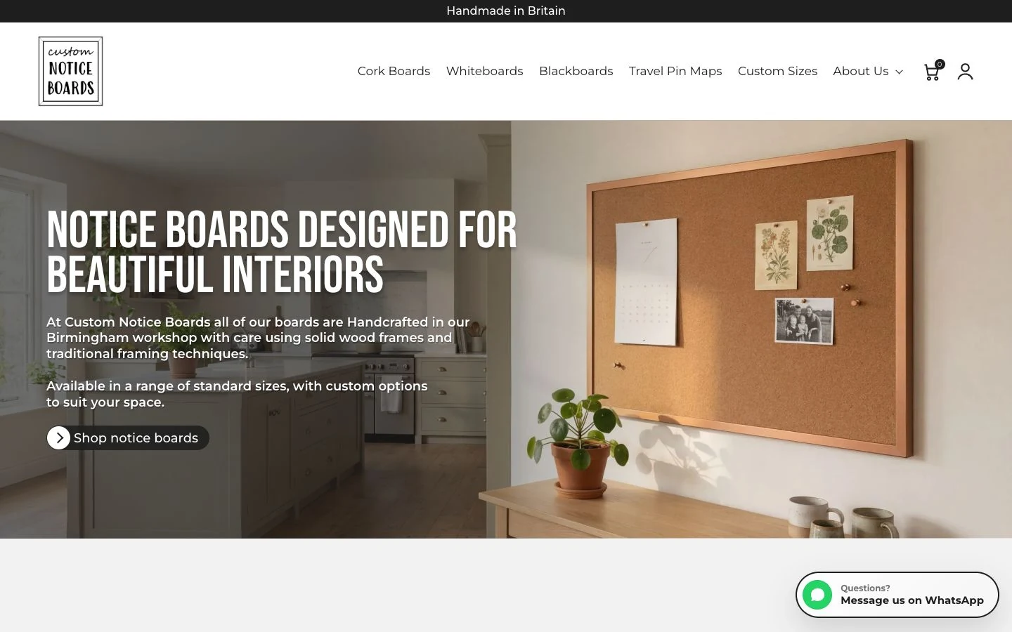 Custom Notice Boards — Ecommerce · Design & development project screenshot
